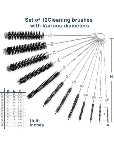 Conjunto de 12 cepillos limpiadores Ixiaoyoo 21 cm reutilizables