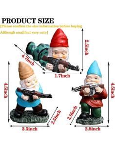 Gnomos de Jardín Militares con Armas - 11.4 cm - GAZETSZ 2