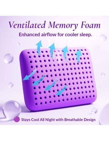 Almohada de Espuma Viscoelástica OMEO Estándar 61x41 cm Lavanda