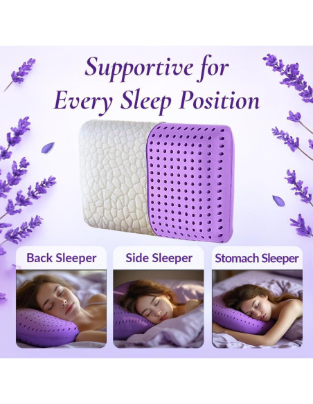 Almohada de Espuma Viscoelástica OMEO Estándar 61x41 cm Lavanda