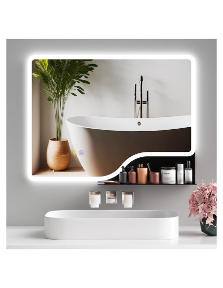 Espejo de Baño LED Callsky 60x81cm con Estante y Anti-vaho