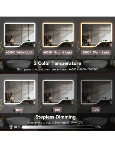 Espejo de Baño LED Callsky 60x81cm con Estante y Anti-vaho