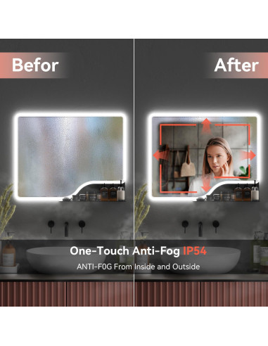 Espejo de Baño LED Callsky 60x81cm con Estante y Anti-vaho