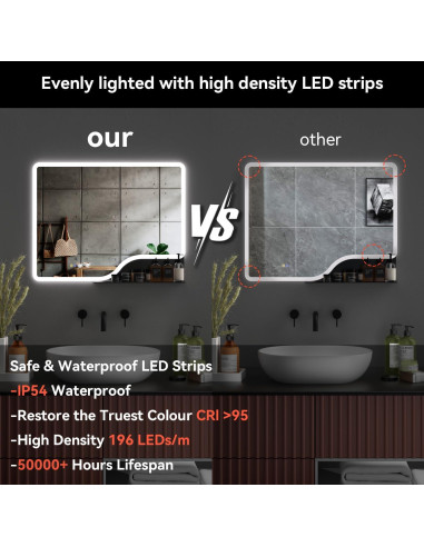 Espejo de Baño LED Callsky 60x81cm con Estante y Anti-vaho