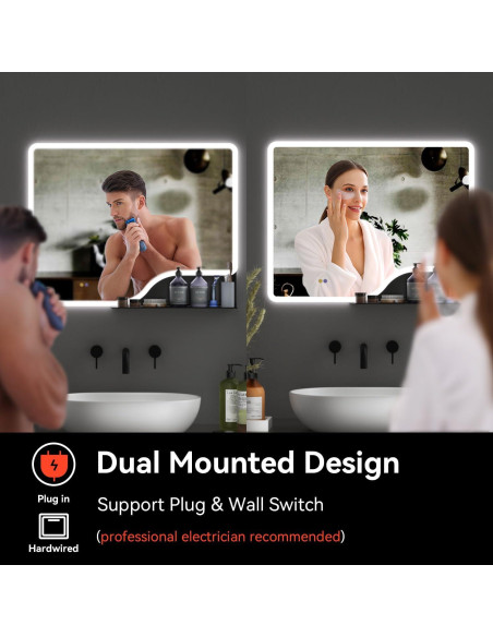 Espejo de Baño LED Callsky 60x81cm con Estante y Anti-vaho