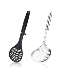 Set de Cucharas Ranuradas TENTA Cocina - Acero Inoxidable y Nylon
