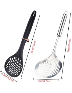 Set de Cucharas Ranuradas TENTA Cocina - Acero Inoxidable y Nylon 2