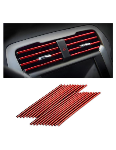 20 Piezas Tira Decorativa para Salida de Aire 8sanlione Rojo