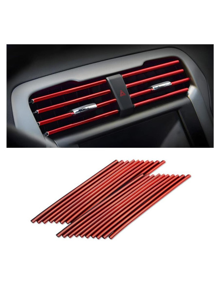 20 Piezas Tira Decorativa para Salida de Aire 8sanlione Rojo