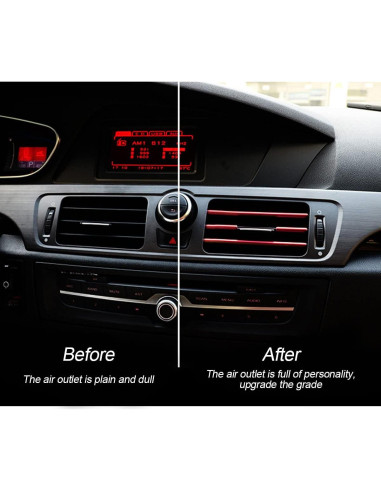 20 Piezas Tira Decorativa para Salida de Aire 8sanlione Rojo