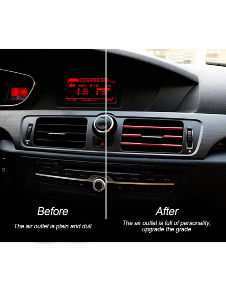 20 Piezas Tira Decorativa para Salida de Aire 8sanlione Rojo