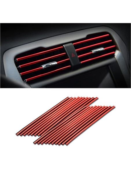 20 Piezas Tira Decorativa para Salida de Aire 8sanlione Rojo