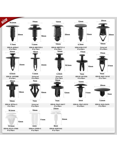 Kit 820 Piezas Clips Retención Nilight + Removedor Automóvil