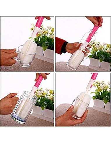 Cepillo para Botellas INVODA 4 Pcs, Limpieza Suave y Ecológica