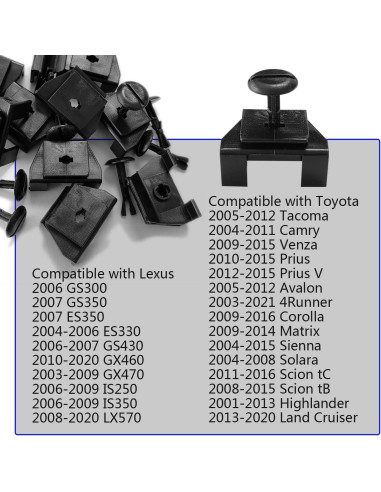 20 Clips de Cubierta Parachoques Toyota Lexus TOPCNOEM