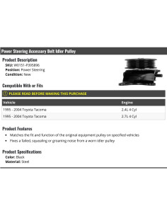 Polea tensora dirección asistida Toyota Tacoma 1995-2004 2