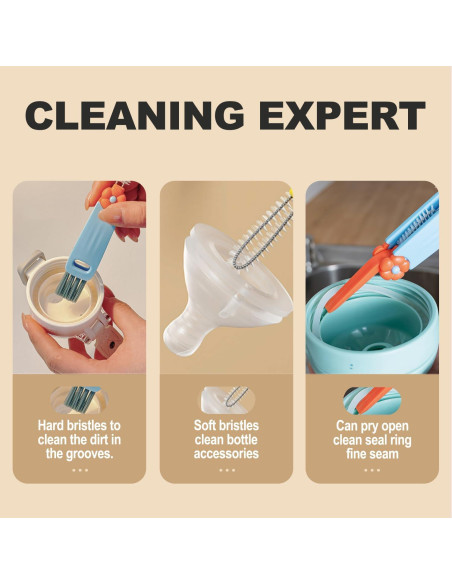 Juego de cepillos de limpieza DWNDN 3 en 1 para tazas y botellas