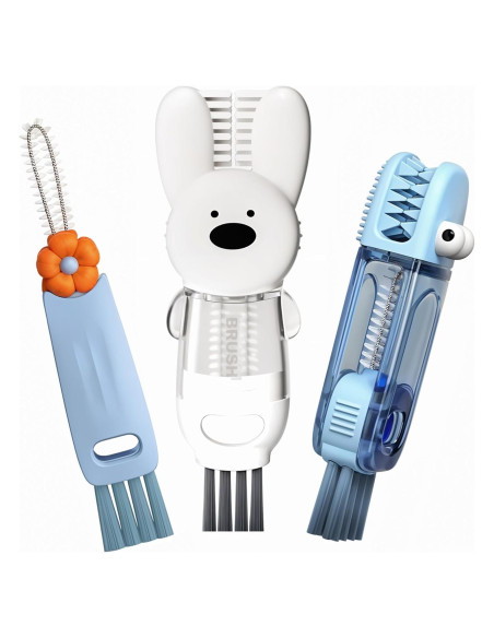 Cepillo de Limpieza 3 en 1 FOLISSE para Tapas y Botellas Azul