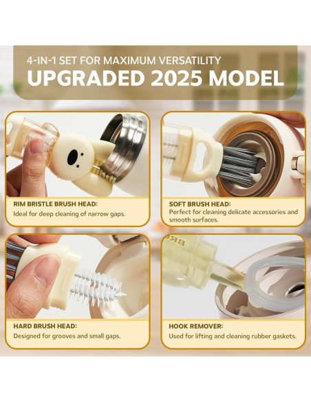 Cepillo de Limpieza 3 en 1 FOLISSE para Tapas y Botellas Azul