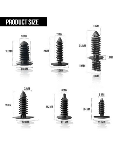 146 Clips de Carrocería Nylon TOPCNOEM para Autos y Camiones