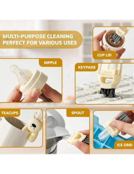 Cepillo de Limpieza 3 en 1 FOLISSE para Tapas y Botellas Azul