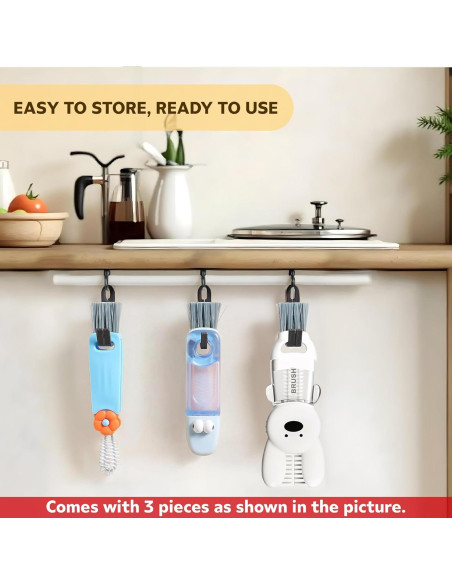 Cepillo de Limpieza 3 en 1 FOLISSE para Tapas y Botellas Azul