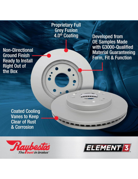 Rotor de freno trasero Raybestos Element3 para Toyota Camry 2018-2023