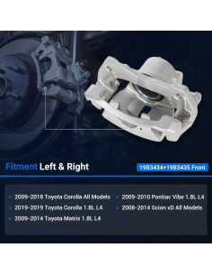 Caliper de Freno Autoround 19B3434 19B3435 para Toyota Corolla 2009-2019 2