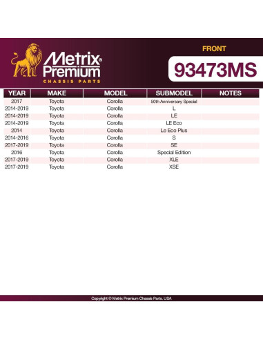 Pastillas de Freno Semimetálicas Metrix para Toyota Corolla