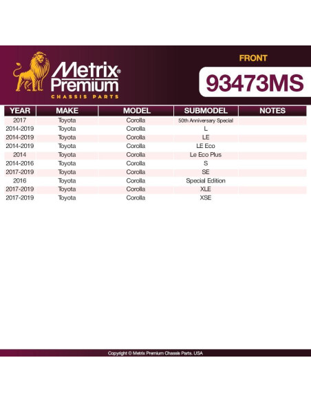 Pastillas de Freno Semimetálicas Metrix para Toyota Corolla
