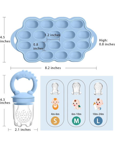 Alimentador de Frutas y Popsicle Silicona Tohecu 2 Pzs