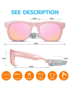 Gafas de sol RIVBOS para bebés UV400 Polarizadas Rosa 2