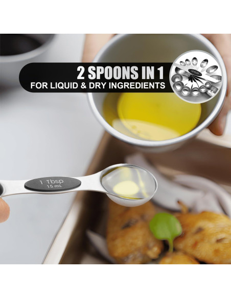 Juego de Cucharas Medidoras Magnéticas SHIKORI Acero Inoxidable