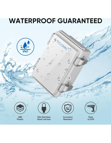 Caja de Conexiones Eléctricas TICONN IP67 15x10x7 cm Blanca