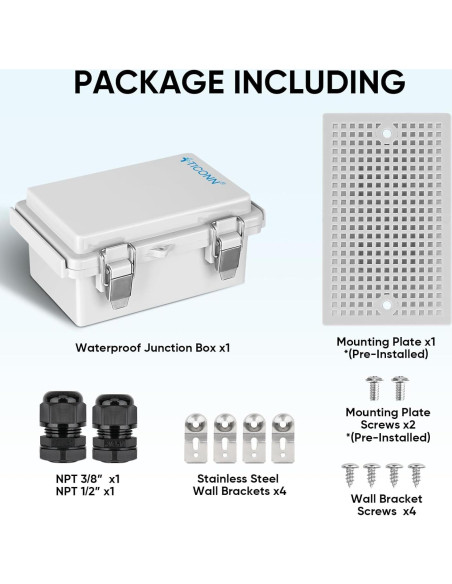Caja de Conexiones Eléctricas TICONN IP67 15x10x7 cm Blanca
