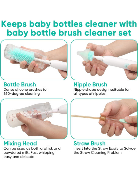 Limpiador Eléctrico de Botellas Maypott Verde con Accesorios