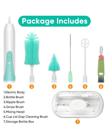 Limpiador Eléctrico de Botellas Maypott Verde con Accesorios