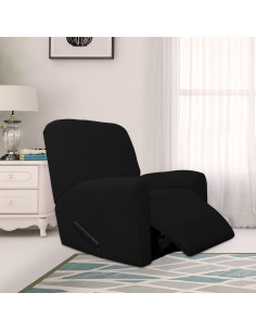 Funda de Sofá Reclinable Easy-Going Negra 4 Piezas Lavable 2