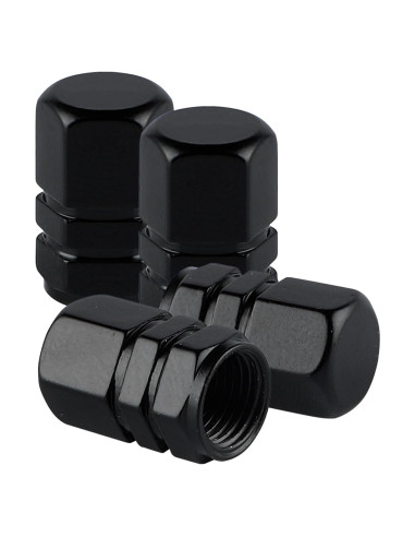 Tapas de Válvula de Neumático Aluminio Alpmosn 4 Piezas Negras