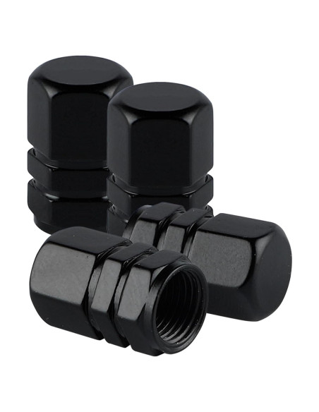 Tapas de Válvula de Neumático Aluminio Alpmosn 4 Piezas Negras