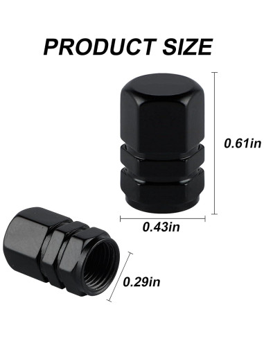 Tapas de Válvula de Neumático Aluminio Alpmosn 4 Piezas Negras