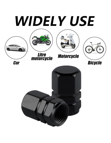 Tapas de Válvula de Neumático Aluminio Alpmosn 4 Piezas Negras