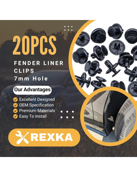 20 Clips de Retención Rexka para Toyota Lexus 90467-07201