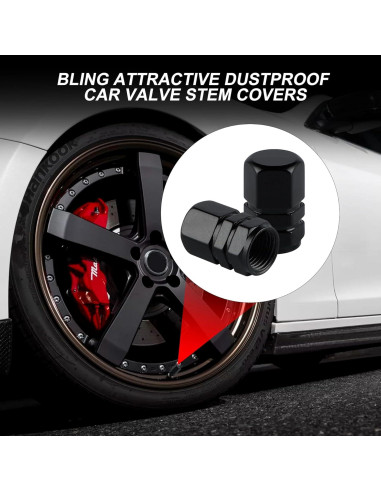 Tapas de Válvula de Neumático Aluminio Alpmosn 4 Piezas Negras