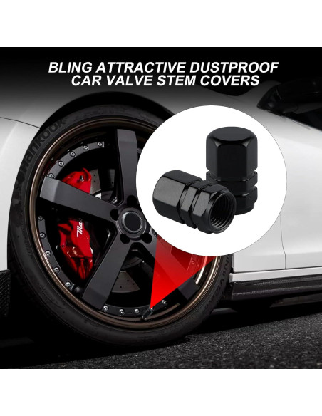 Tapas de Válvula de Neumático Aluminio Alpmosn 4 Piezas Negras