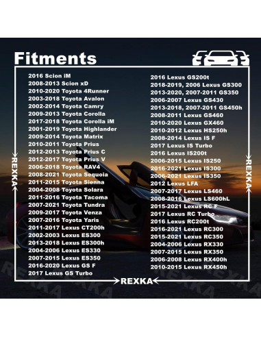 20 Clips de Retención Rexka para Toyota Lexus 90467-07201