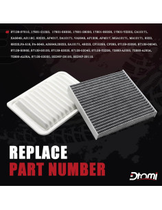 Juego de Filtros de Aire Motor y Cabina Dtomi para Toyota 2