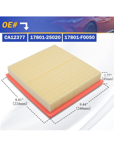 Filtro de aire motor X4XZ CA12377 para Lexus y Toyota
