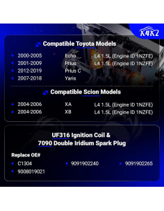 Bobina de Encendido y Bujías Doble Iridio X4XZ UF316 - Juego de 4 2