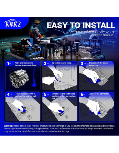 Bobina de Encendido y Bujías Doble Iridio X4XZ UF316 - Juego de 4